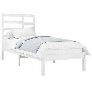 Berkfield Bed Frame White Solid Wood 90x190 cm 3FT Single