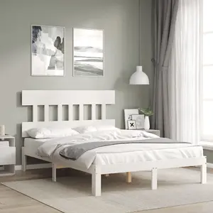 Berkfield Bed Frame without Mattress White Small Double Solid Wood Pine