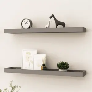 Lakedrick 2 Piece Picture Ledge Wall Shelf (Set of 2) Grey / 4 cm H x 80 cm W x 15 cm D