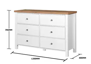 Astbury 6 Drawer Bedroom Cabinet Chest of Drawers White and Oak