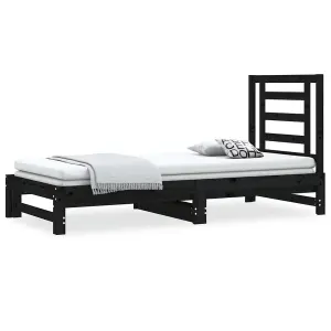 Berkfield Pull-out Day Bed Black 2x(90x200) cm Solid Wood Pine