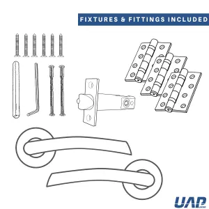 UAP Door Handle - Pair - Lever on Rose - Zeta - Latch Pack - Complete Set - Satin Nickel