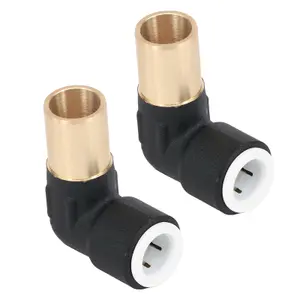 SPARES2GO Radiator Valve Reducing Elbow Stem Compression 15mm x 10mm Pushfit Black (Pack of 2)