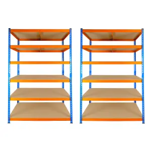 2 Bays of 6 Tier Extra Heavy Duty Storage Racking 1800h x 1200w x 600d mm 300kg