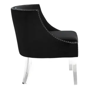 Interiors By Premier Modern Black Curved Chair, Mid Century Design Comfortable Armchair, Velvet Upholstered Modern Armchair