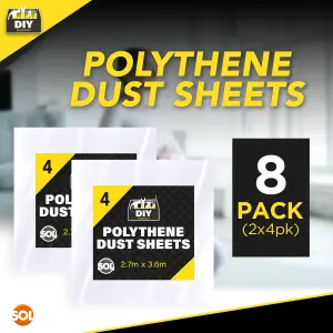 8pk Plastic Dust Sheets for Decorating, 3.6m x 2.7m Large Dust Sheets for Furniture, Dust Sheet Plastic Sheets for Painting, Dust