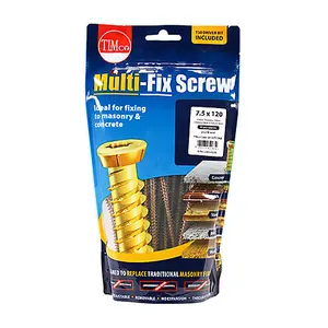 Timco - Concrete Screws - TX - Flat Countersunk - Yellow (Size 7.5 x 120 - 45 Pieces)