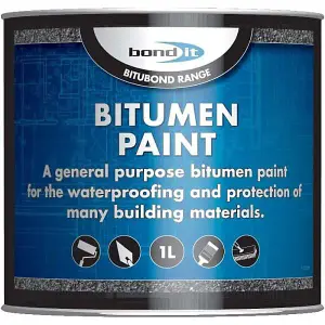 Bond-It Bitumen Paint  Solvent-borne bituminous black paint waterproofing 1L - Pack of 3