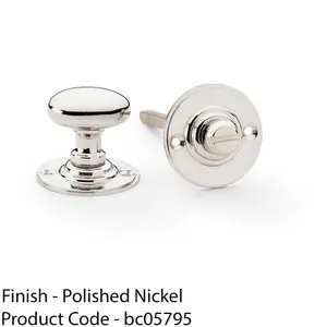 Traditional Oval Thumbturn & Release Lock - Polished Nickel - Bathroom Door WC