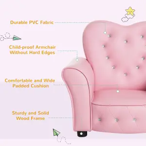 HOMCOM Kids Mini Sofa Children Armchair Seating Chair Girl Princess Sponge PVC