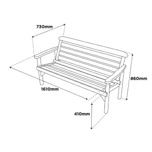 Woodshaw Thornton Rustic 5ft Wooden Garden Park Patio Bench Chair 3 Seater