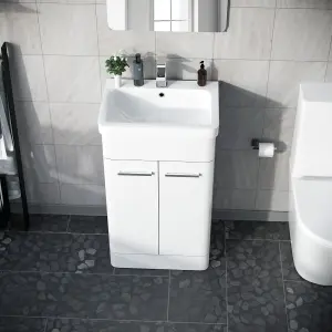 Nes Home Afern 500mm Vanity Unit Cabinet and Wash Basin White