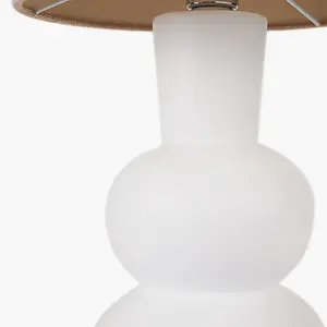 White Curved Bottle Ceramic Table Lamp