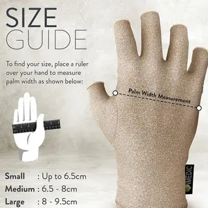 1 x Pair of Fingerless Arthritis Gloves - Provide Relief & Compression for Painful, Swollen, Arthritic Hands - Grey, Size Medium