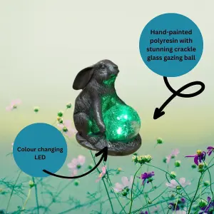 Solar Powered Outdoor Light Hare Statue LED Garden or Patio Ornament