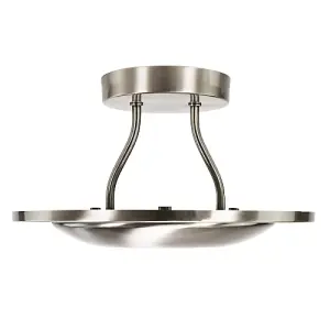 Modernistic Semi Flush Eco Friendly LED Ceiling Light Fitting in Satin Nickel