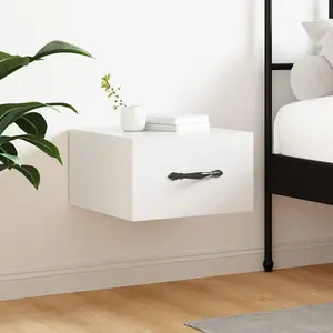 Berkfield Wall-mounted Bedside Cabinet High Gloss White 35x35x20 cm