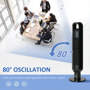 HOMCOM Freestanding Anion Tower Fan Cooling for Bedroom w/ Oscillating, Black