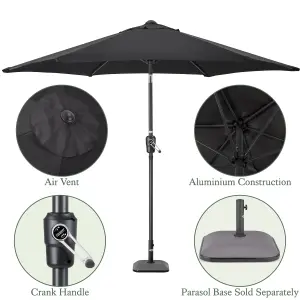 2.7m Crank and Tilt Parasol - Black