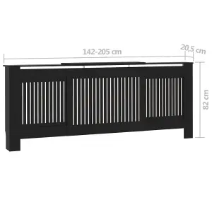 Berkfield MDF Radiator Cover Black 205 cm