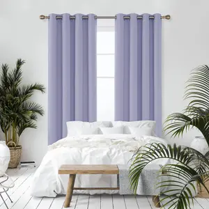 Deconovo Eyelet Curtains Energy Saving Curtains Thermal Insulated Curtains Blackout Curtains Light Purple W52 x L45 Inch 2 Panels