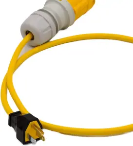 HDIUK - USA American Nema Plug to 16A CEE 110V Yellow Connector Lead UK Made (5 Metre)