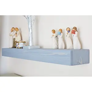 Lulger Floating Shelf with Reclaimed Wood Moonlight Grey / 50cm H x 3cm W x 5.7cm D