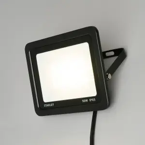 Litecraft 2 Pack Stanley Slimline Black 50 Watt LED IP65 Outdoor Wall Flood Light