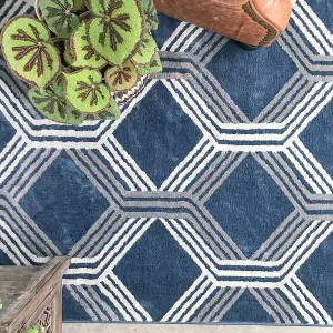 Navy Blue Modern Geometric Area Rug 160x230cm