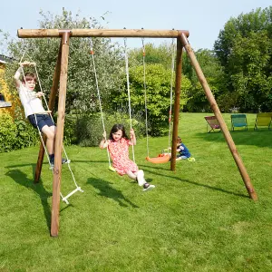 Arthur Double Wooden Swing Set with Rope Ladder