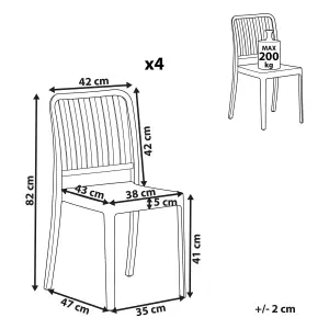 Set of 4 Garden Chairs SERSALE Synthetic Material Blue