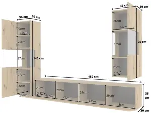 Ava 10 Oak Artisan Entertainment Unit - W1800mm x H300mm x D350mm - Chic Media Storage Solution