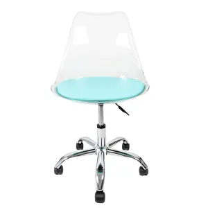 Soho Clear Plastic Dining Chair with Swivel Base Aqua