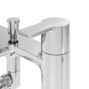 GoodHome Akita Gloss Chrome effect Deck-mounted Bath mixer tap with shower kit