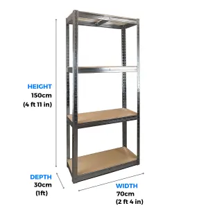 Galvanised Garage Starter Kit 2 x Shelving Bays 1500h x 700w x 300d mm 1 x Workbench 900h x 1200w x 600d mm 175kg per Shelf