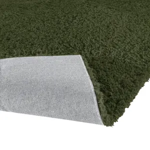 Supersoft Olive Green Plain Medium Rug, (L)170cm x (W)120cm