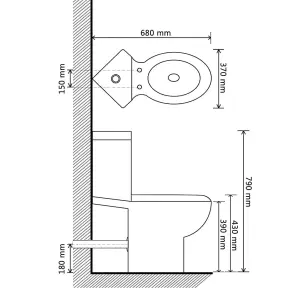 WC Ceramic Toilet Bathroom Corner Toilet Black