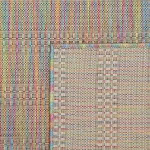 Pastel Multicolour Rainbow Durable Soft Plastic Mottled Flatweave Indoor Outdoor Area Rug 200x290cm