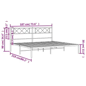 Berkfield Metal Bed Frame with Headboard White 183x213 cm