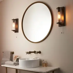 Luminosa Como Bathroom Wall Lamp Dark Bronze Paint & Clear Ribbed Glass IP44