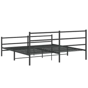 Berkfield Metal Bed Frame without Mattress with Footboard Black 200x200cm