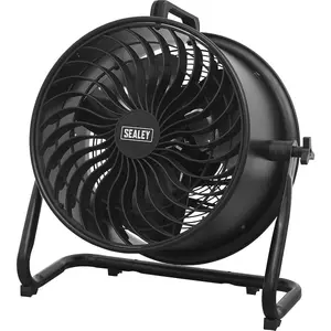 16 Inch High Velocity Drum Fan - 3 Speed Settings - 360 Degree Tilting Stand