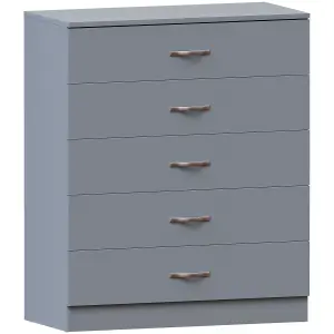 Vida Designs Riano Grey 5 Drawer Chest (H)900mm (W)750mm (D)360mm