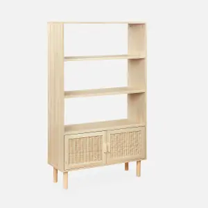 sweeek. Woven rattan bookcase with storage cupboard Camargue Natural 80x30x140 cm