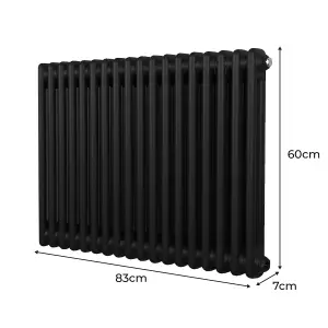 Traditional 2 Column Radiator - 600 x 832 mm - Black