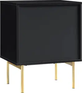 Richmond Ridged 2 Drawer Bedside Table, Matte Black - Daals - Bedside Table