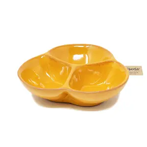 Selena Glazed Hand Dipped Kitchen Dining Snack Trio Dish Medium Orange (D) 18cm