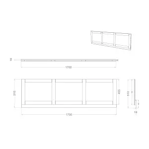 Ashford Shaker Matt Grey Rectangular Front Bath panel (H)51cm (W)170cm