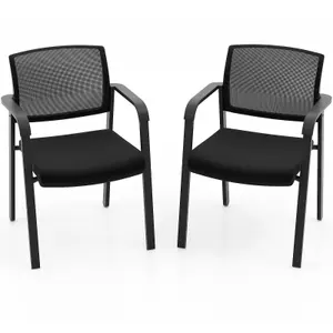 Costway Set of 2 Meeting Waiting Room Office Chairs Stackable Office Guest Mesh Chairs