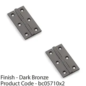 2 PACK - PAIR Solid Brass Cabinet Butt Hinge - 64mm - Dark Bronze Premium Cupboard